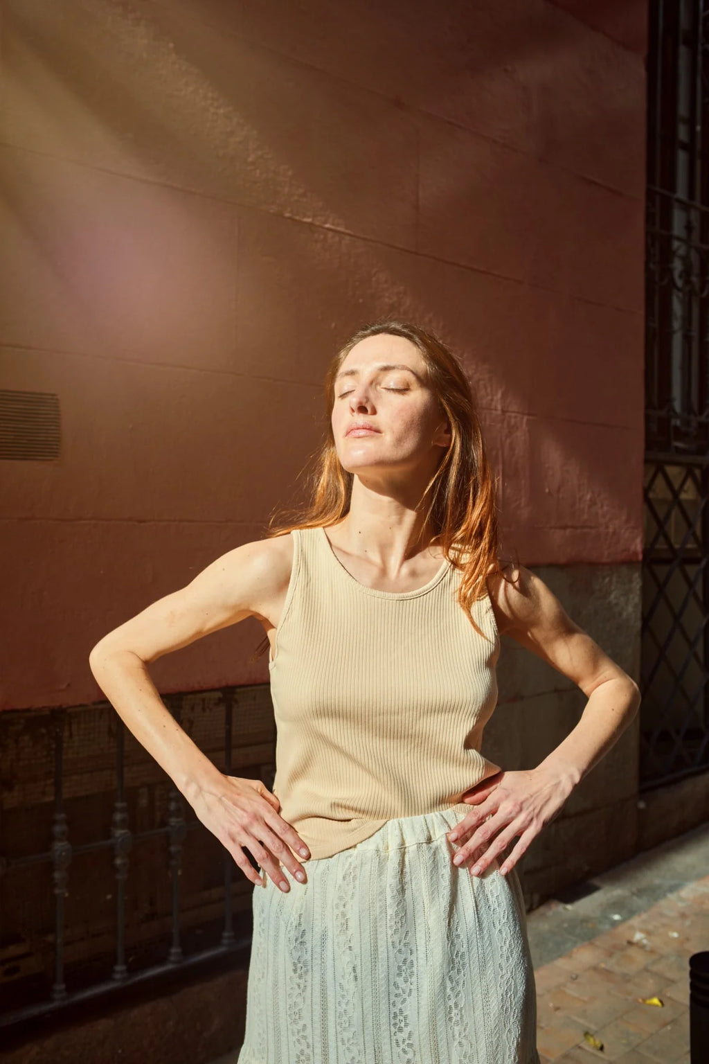 Poudre Organic Ribbed Chilli Tank Top / Biscotti