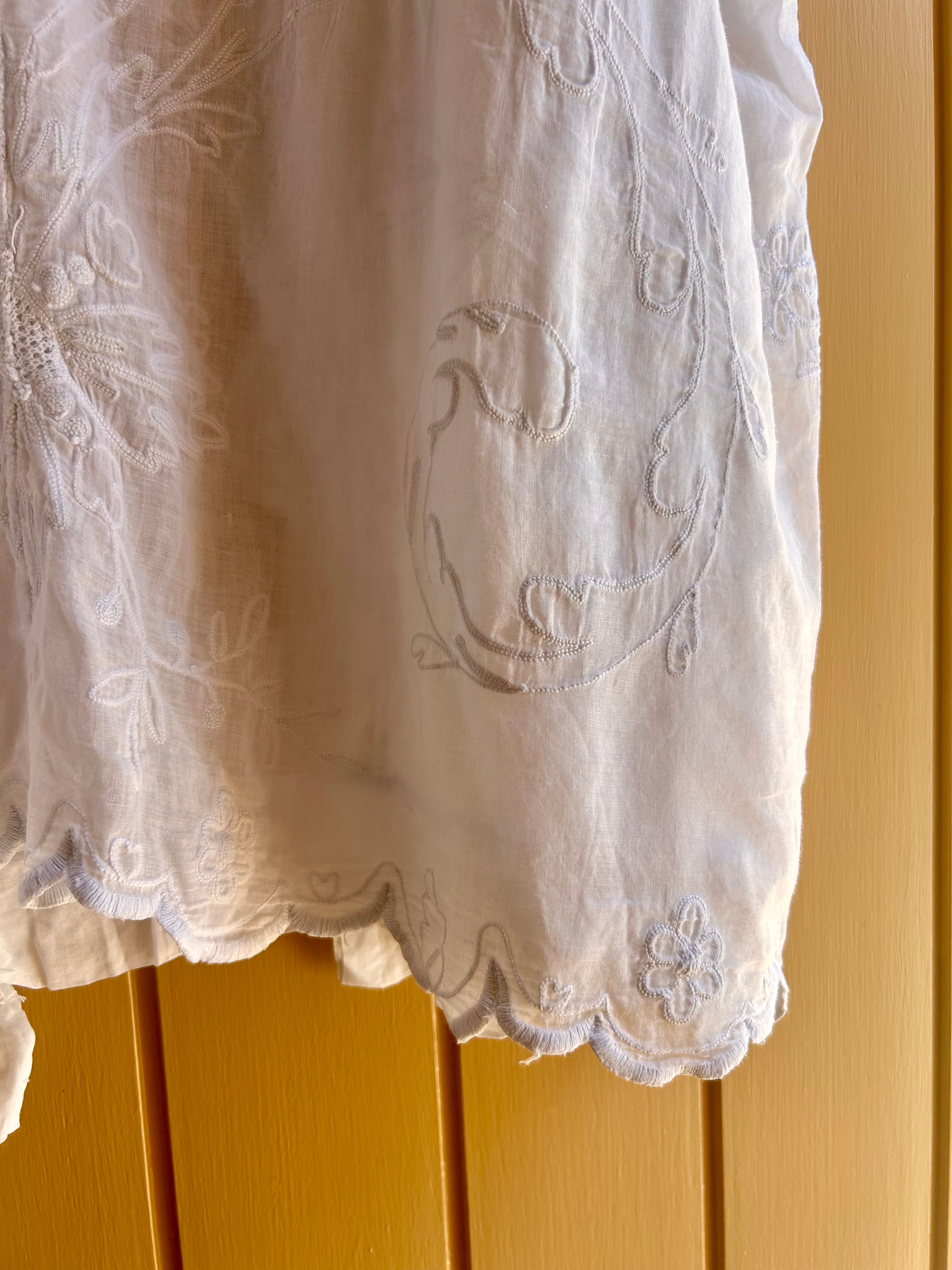 Studio Jos Lin White Cotton Gauze Embroidered Tunic