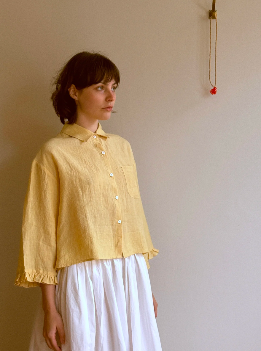 Studio Ren Lillian Frill Sleeve Shirt / Buttercup Linen