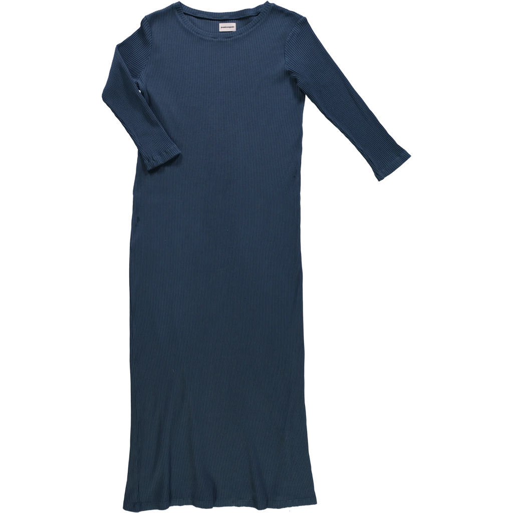 Poudre Organic Ribbed Cotton Orchid Dress / Navy
