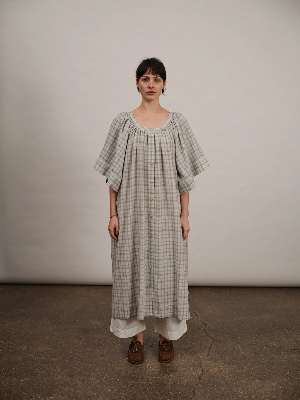 Studio Ren Kiki Maxi Dress /Textured Blue Plaid)