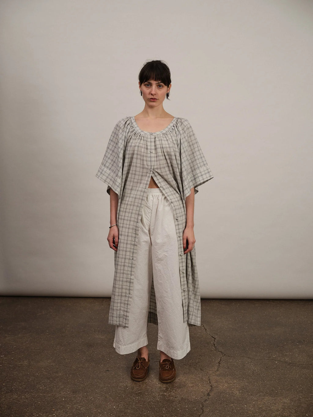 Studio Ren Kiki Maxi Dress /Textured Blue Plaid)