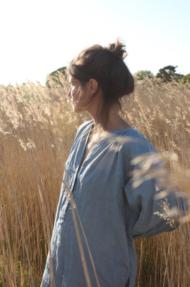 Nona Wear Grace Dress / Sky Blue Linen