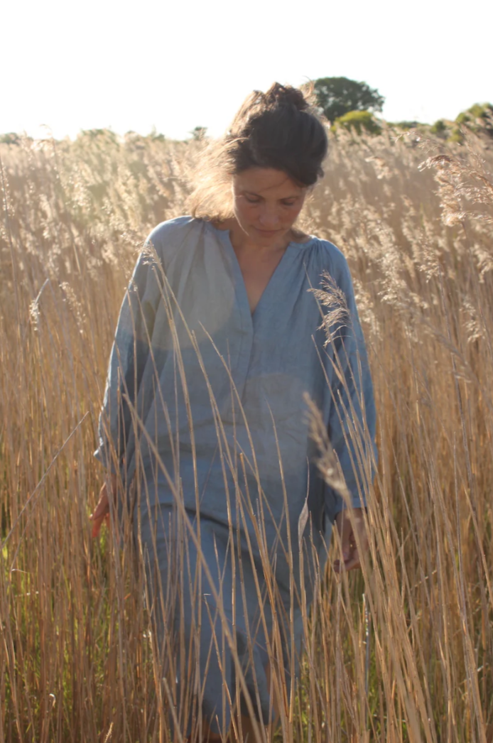 Nona Wear Grace Dress / Sky Blue Linen
