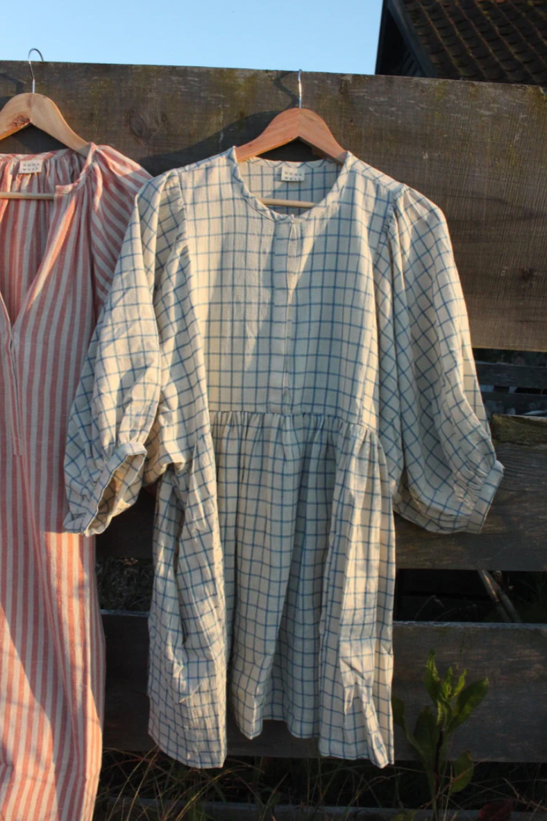 Nona Wear Jennifer Smock Dress / Light Blue Check
