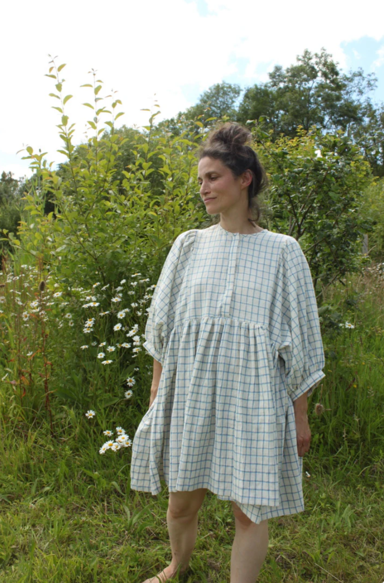 Nona Wear Jennifer Smock Dress / Light Blue Check