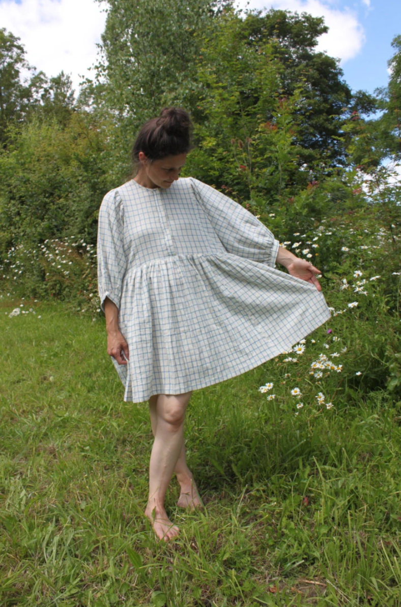 Nona Wear Jennifer Smock Dress / Light Blue Check