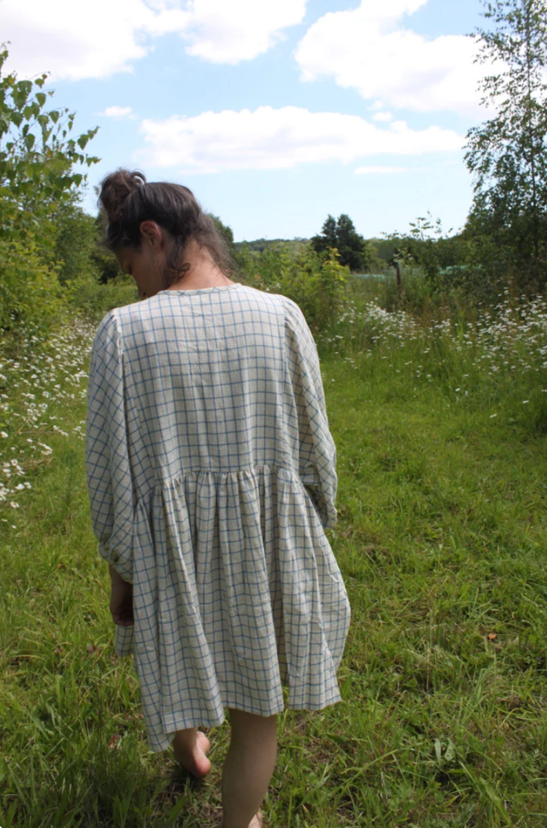 Nona Wear Jennifer Smock Dress / Light Blue Check