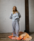 Martha Rose Meadowsweet Long Pyjama Set / Blue Check