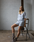 Martha Rose Buttercup Short Pyjama Set / Blue Check