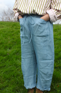 Nona Wear Barrel Leg Trouser / Sky Blue Linen