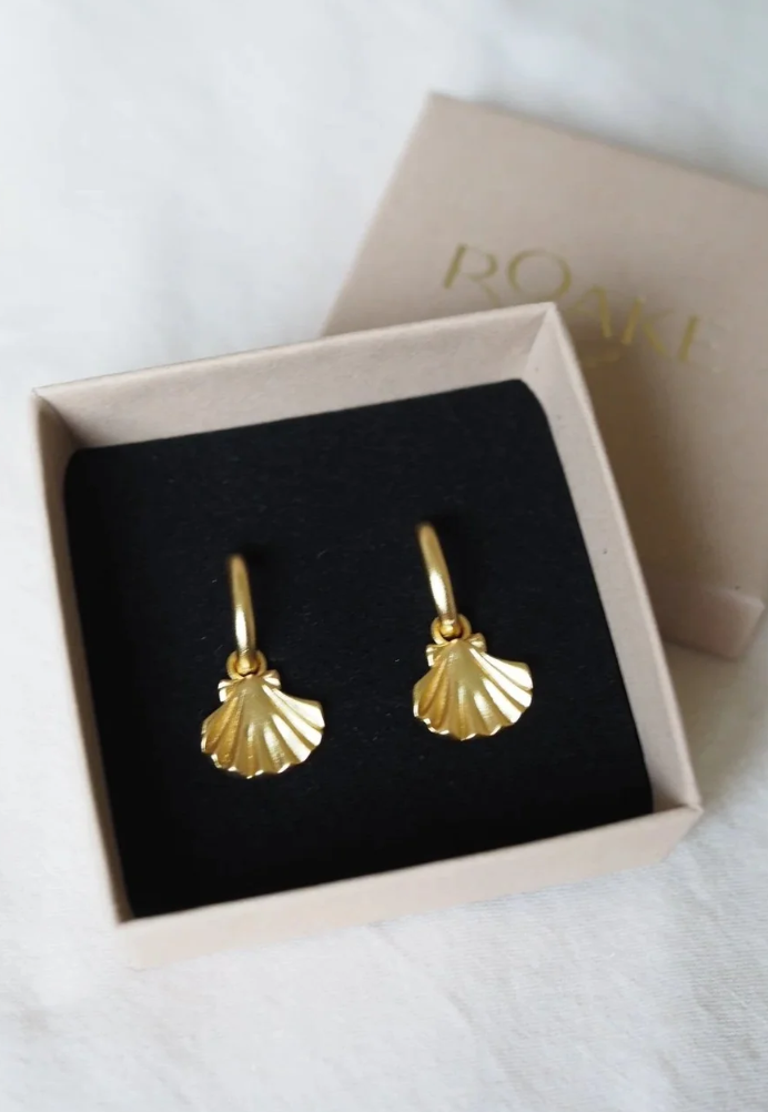 Roake Studio Clam Shell Gold Charm Earrings