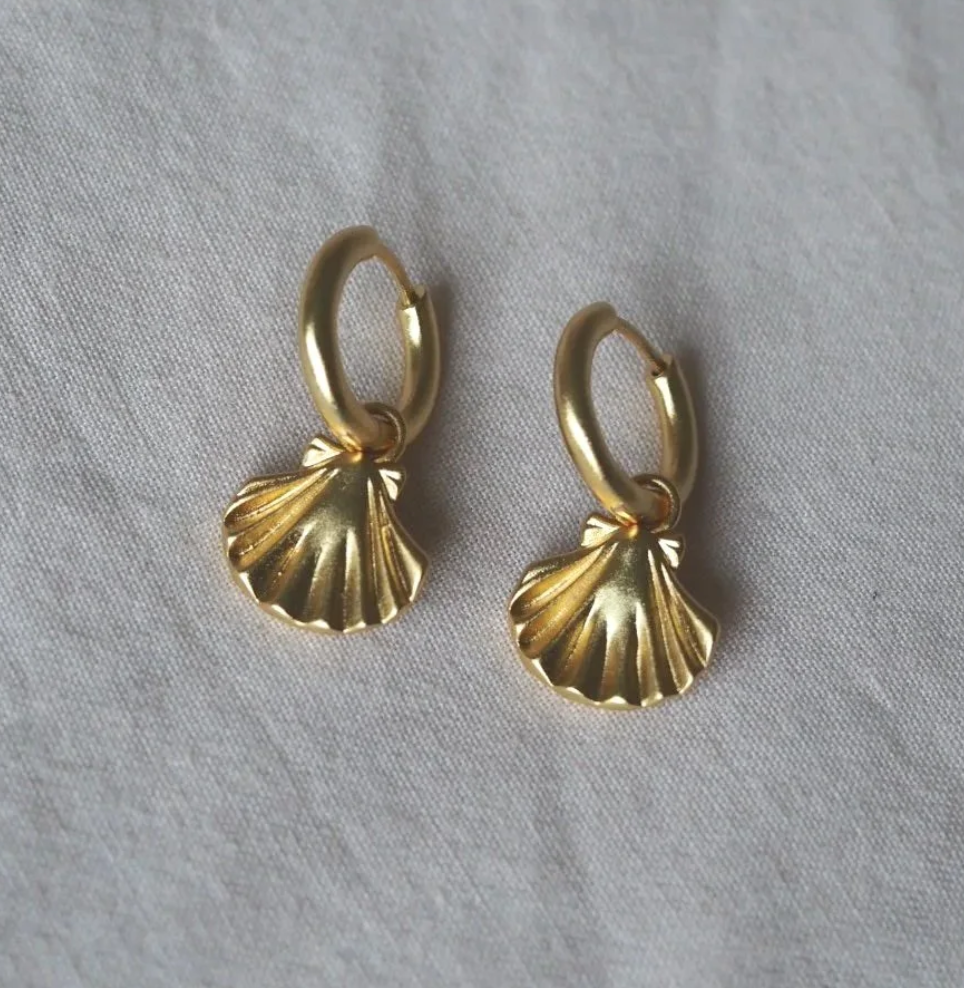 Roake Studio Clam Shell Gold Charm Earrings