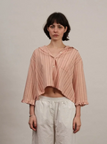 Lillian Frill Sleeve Shirt /Pink Stripe