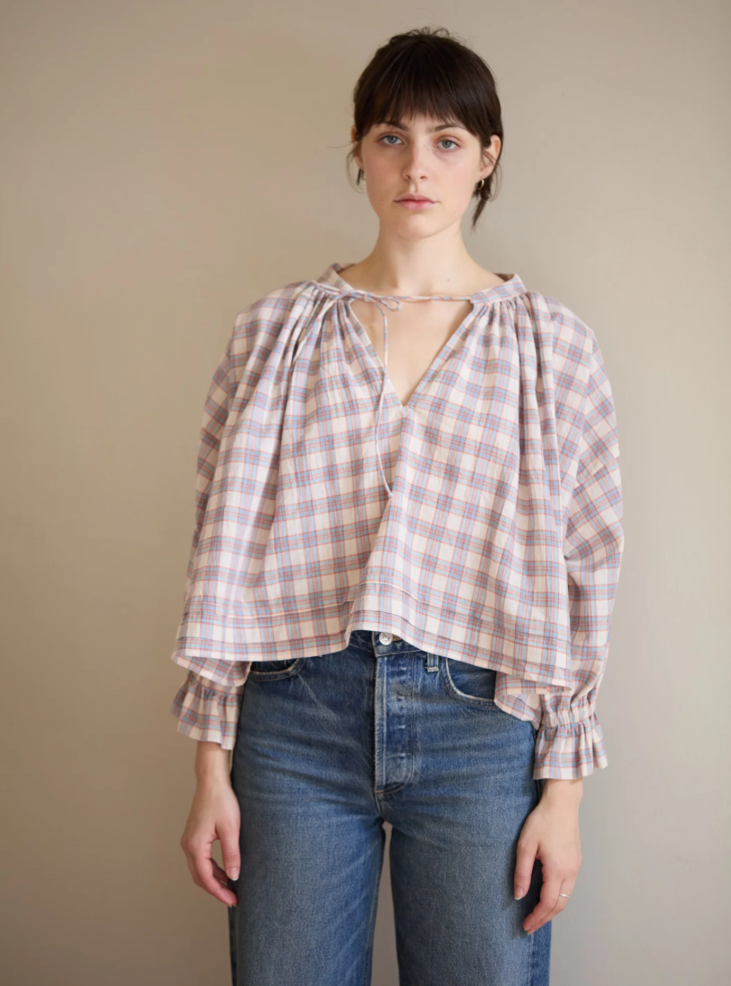 Studio Ren Margaux Top / Pink/Blue Plaid