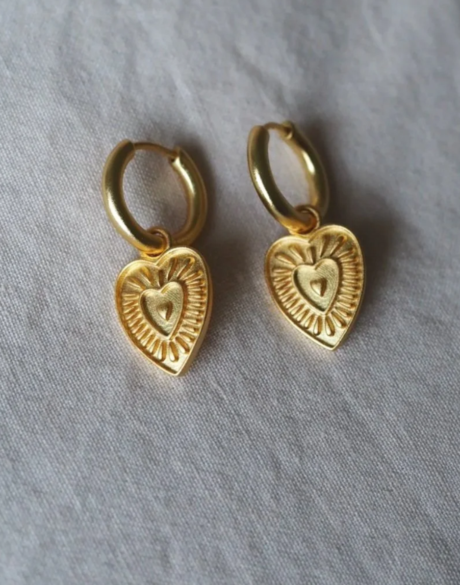 Roake Studio Love Heart Gold Charm Earrings