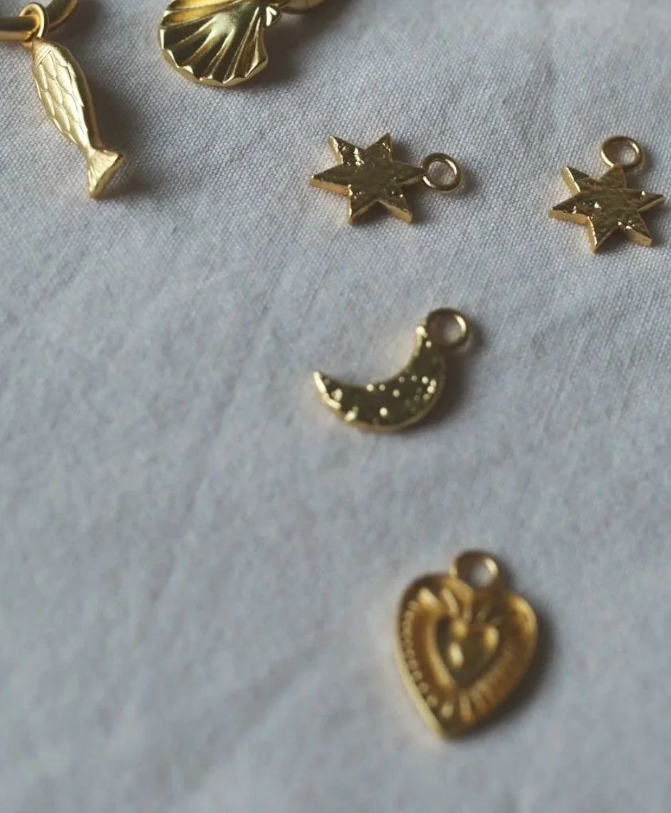 Roake Studio Crescent Moon Gold Charm Earrings