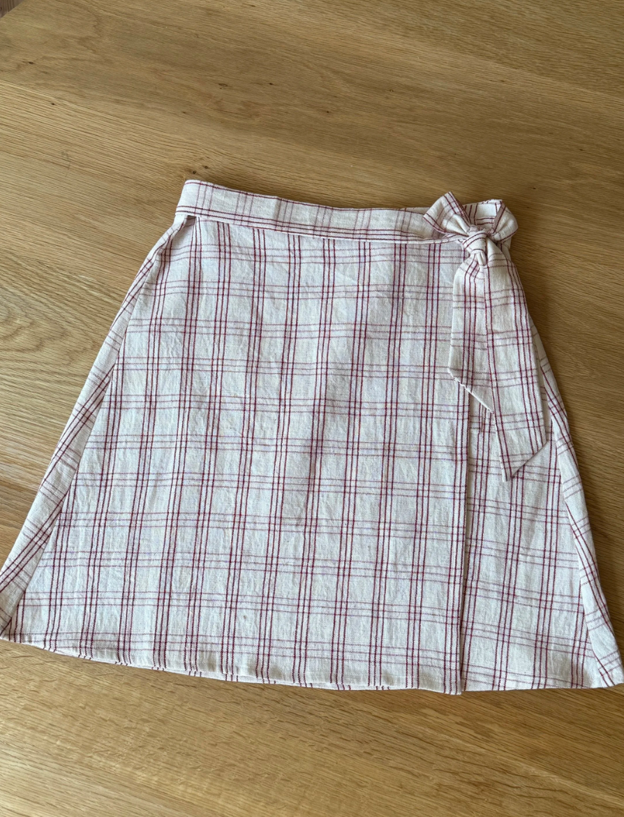 Studio Ren Sabine Mini Wrap Skirt / Windowpane Check
