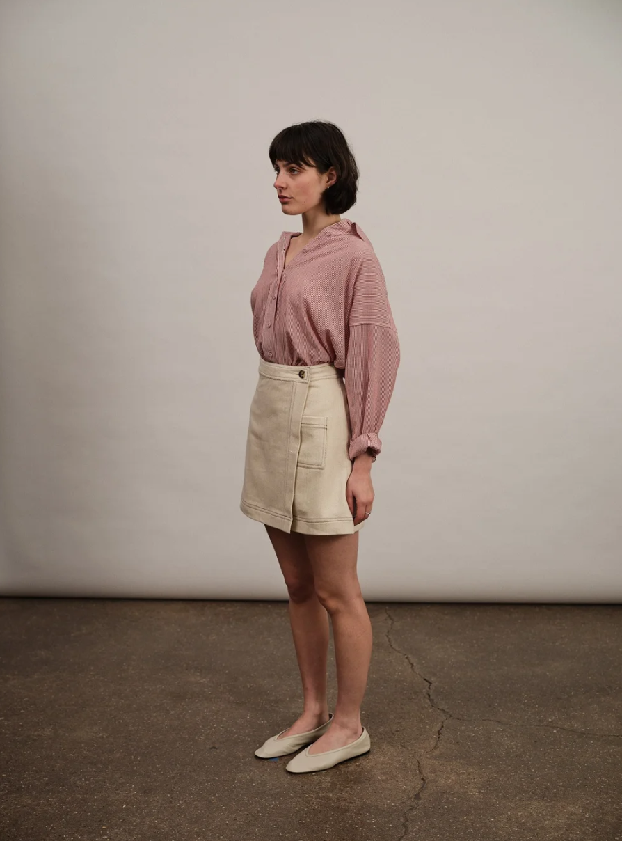 Studio Ren Tuli Wrap Skirt / Ecru Denim