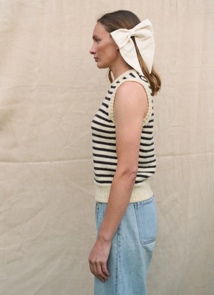 Herd Ingleton Vest / Ecru & Dark Chocolate Stripe