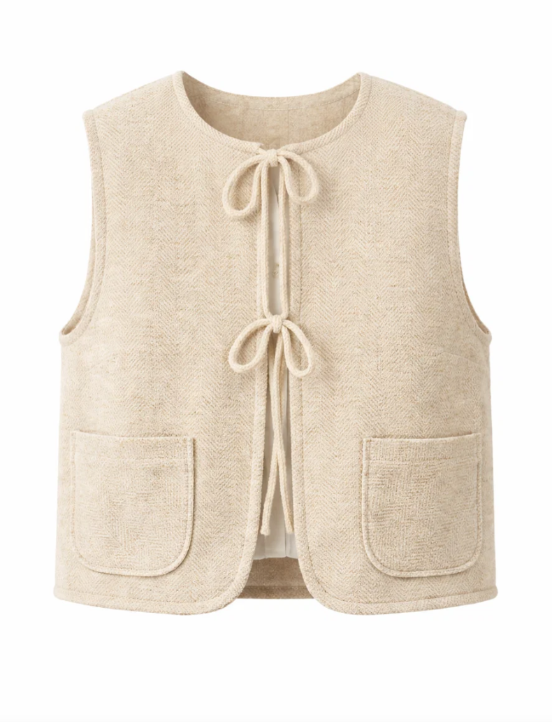 Herd Blakeney Gilet / Ecru Herringbone