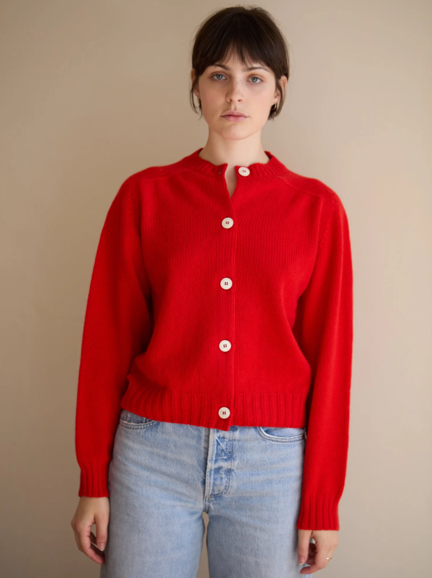 Studio Ren Essential Cardigan / Poppy Red