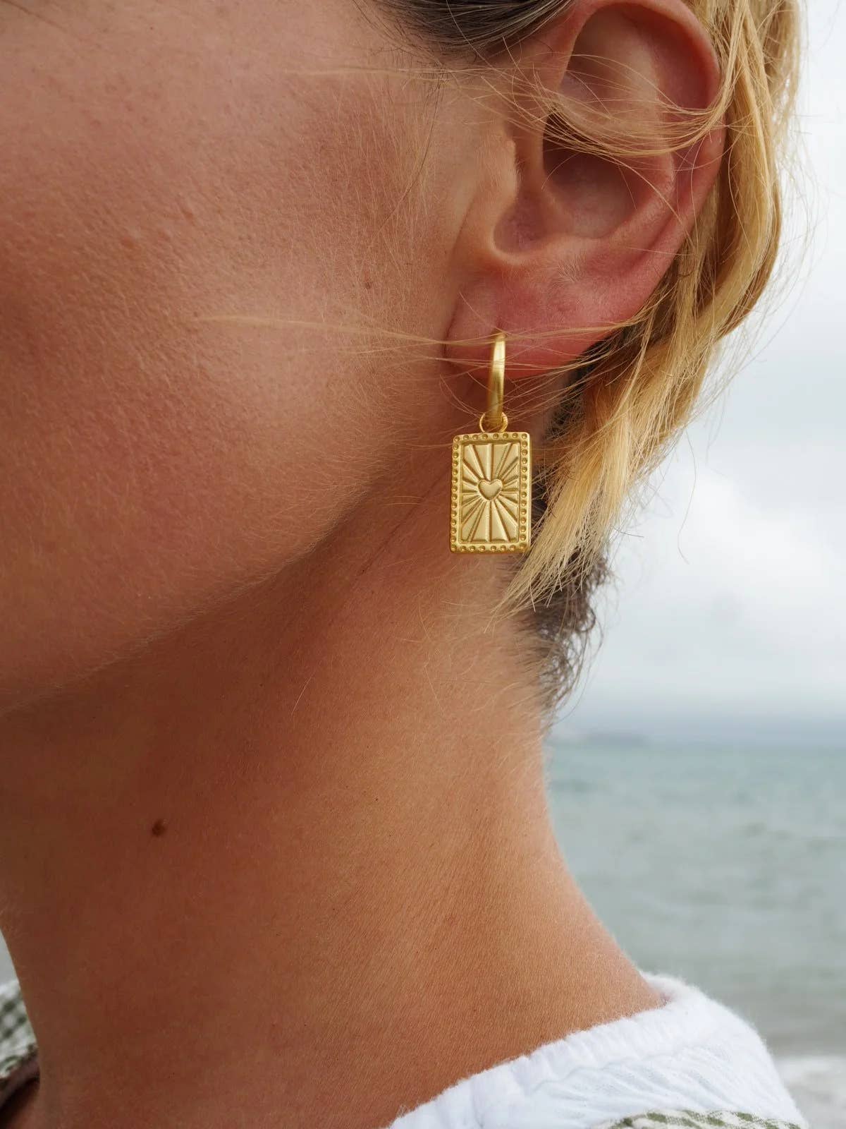 Roake Studio Heart Talisman Gold Charm Earrings