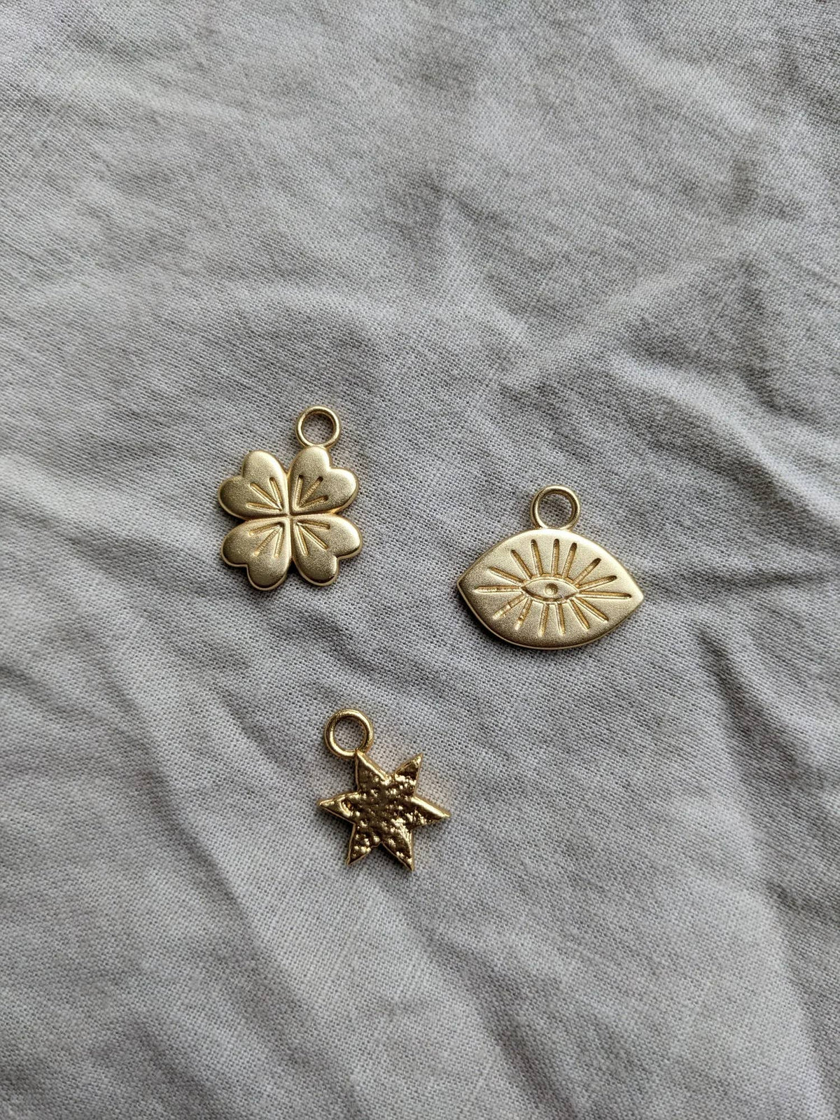 Four Leaf Clover Gold Charm Earrings
