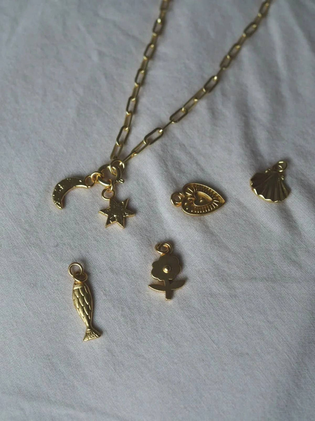 Roake Studio Crescent Moon Gold Charm Necklace