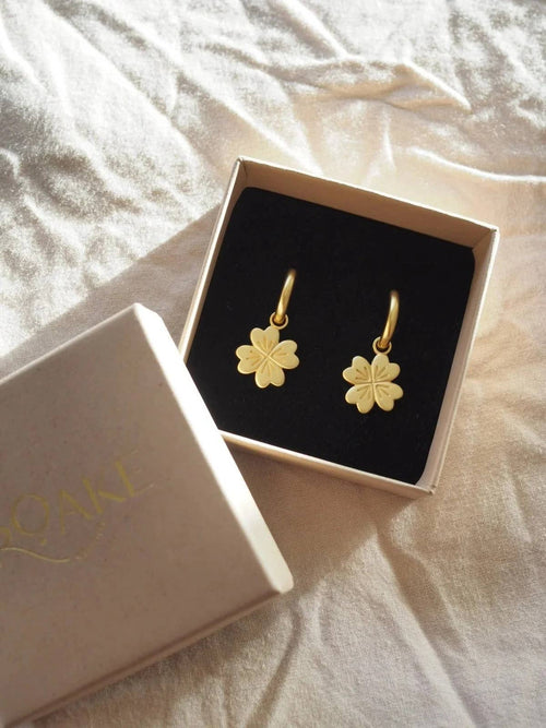 Four Leaf Clover Gold Charm Earrings