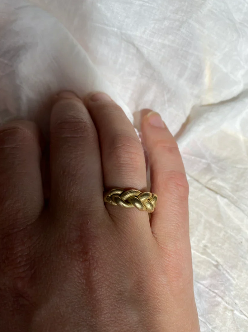 House of Aquila Sweetgrass Braid Brass Ring