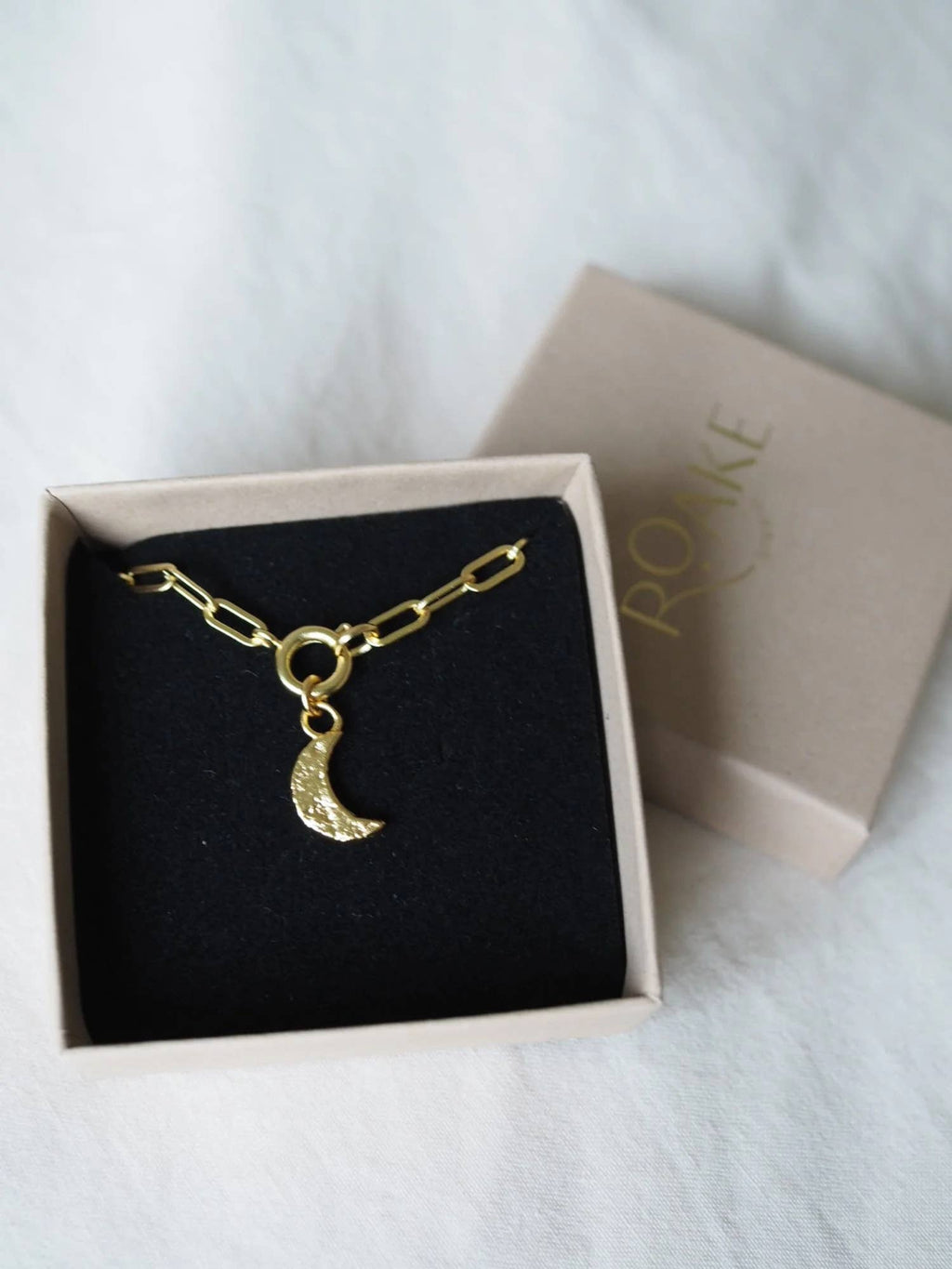 Roake Studio Crescent Moon Gold Charm Necklace